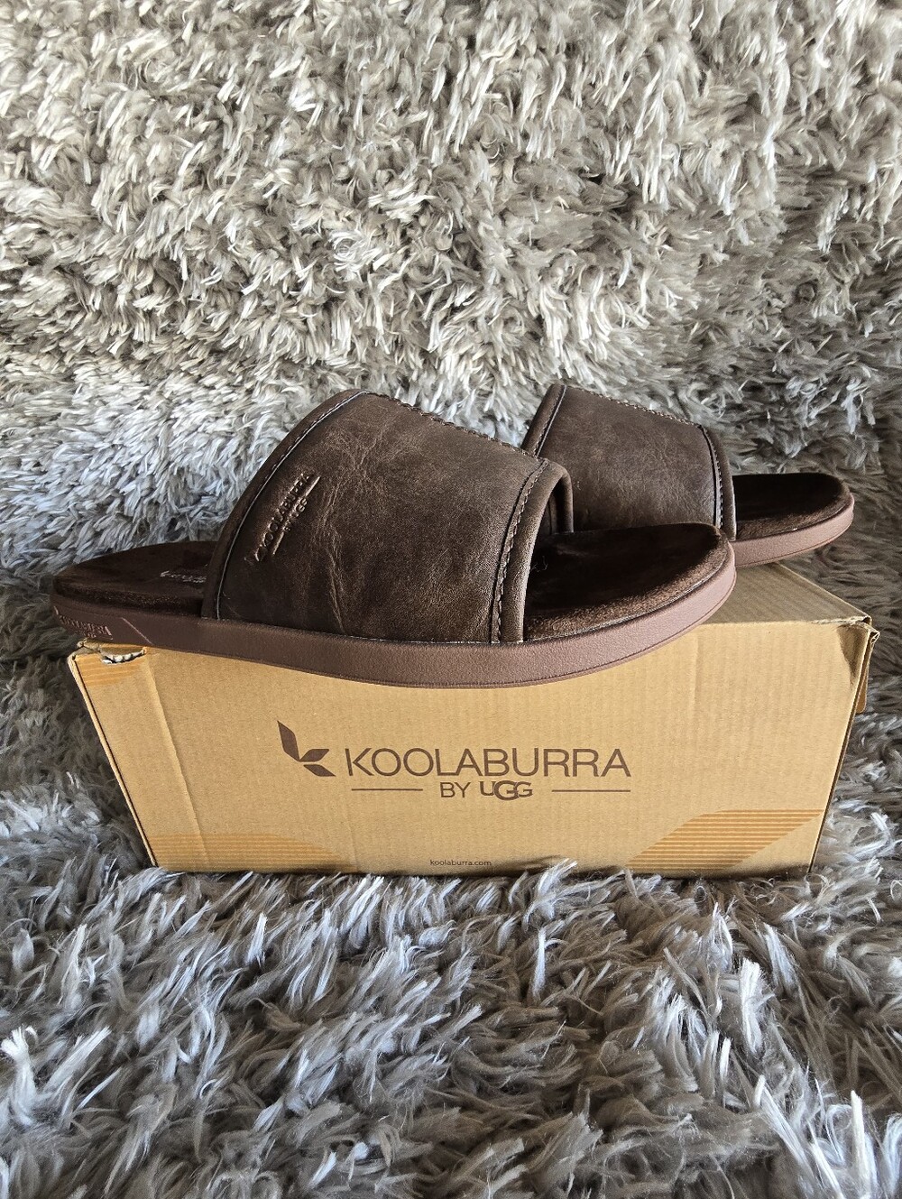 Koolaburra Brown Suede Slide Sandals for Men TREEVE